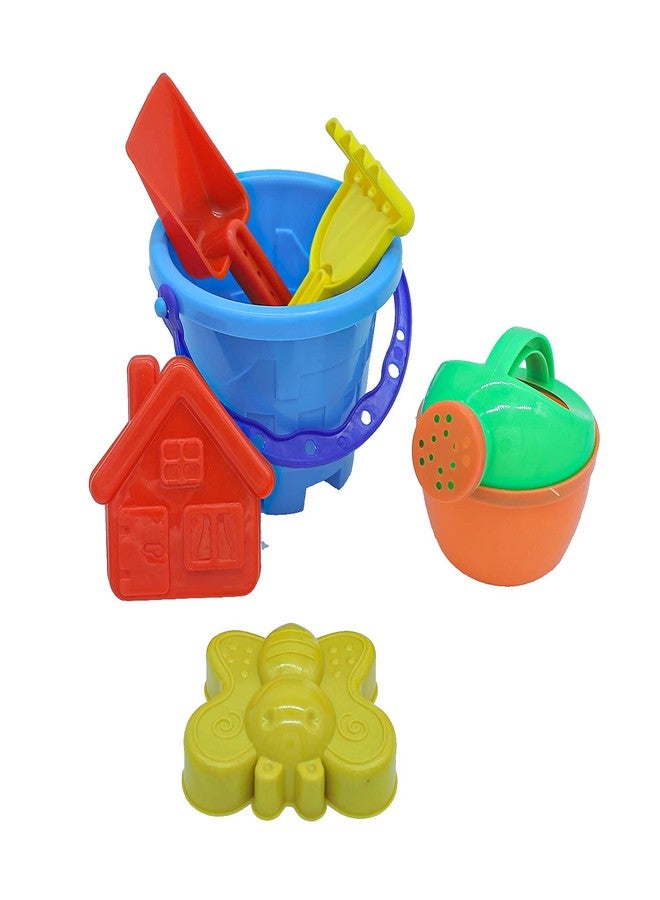 CkTech Beach Toys Set for Kids - 6 Pcs Indian Made Plastic Bucket, Animal Mould, Shovel Spade Tool Kit - Outdoor Sand Learning Toys, Best Birthday Gift - Multicolor - Image 2